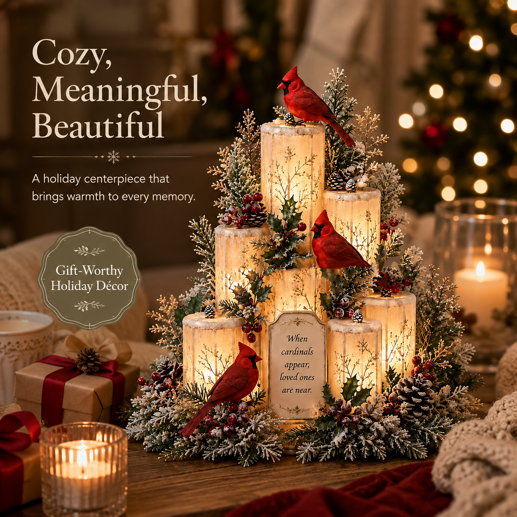 Cardinal Memorial LED Candle Centerpiece