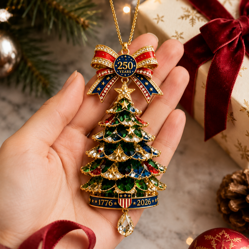 🎄250th Anniversary Jeweled Christmas Tree Ornament (1776–2026)