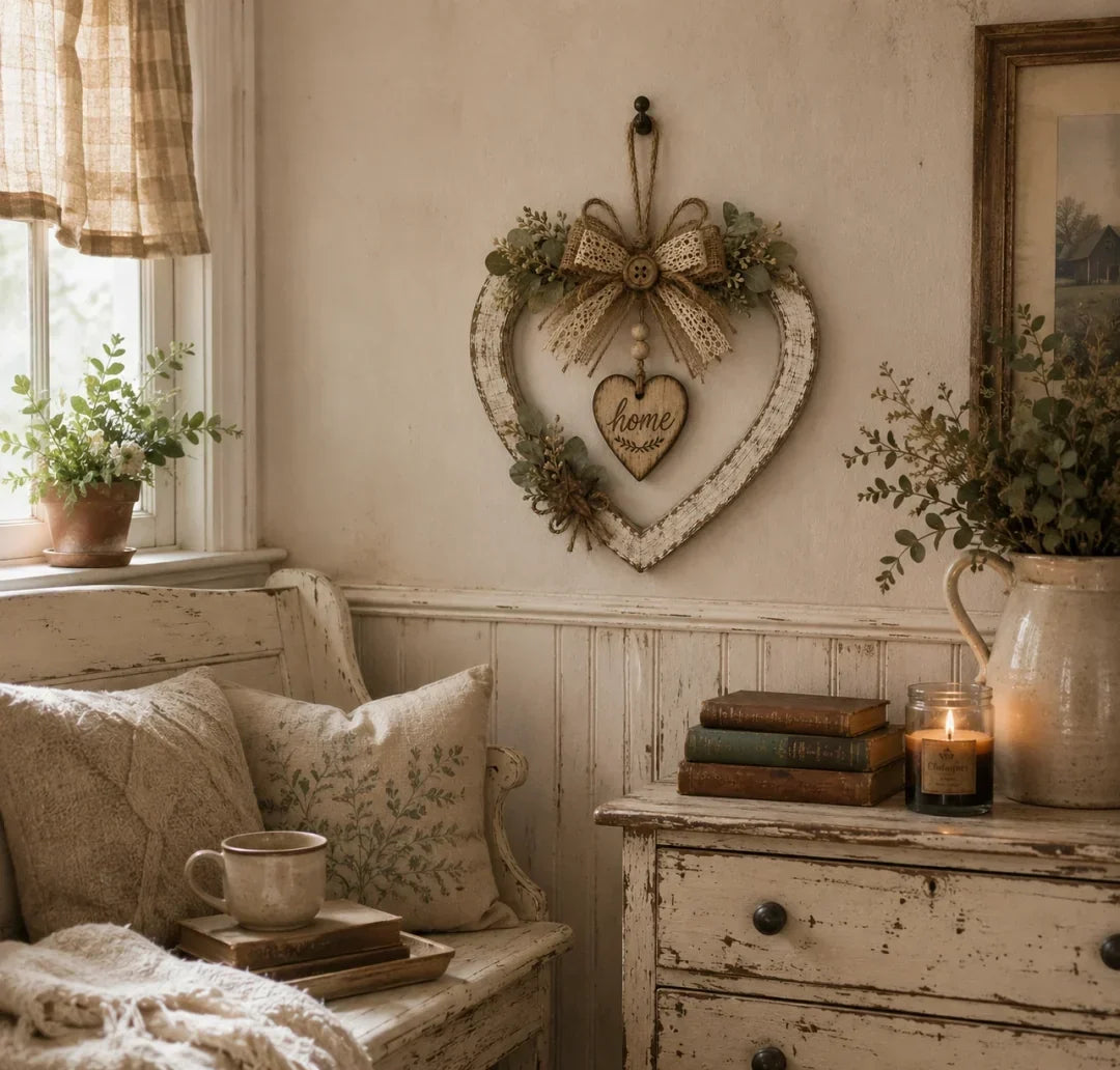 🌾✨ Limited Time 20% OFF🔥 Farmhouse “Home” Heart Wreath | Ready-to-Hang Rustic Decor for Doors & Walls