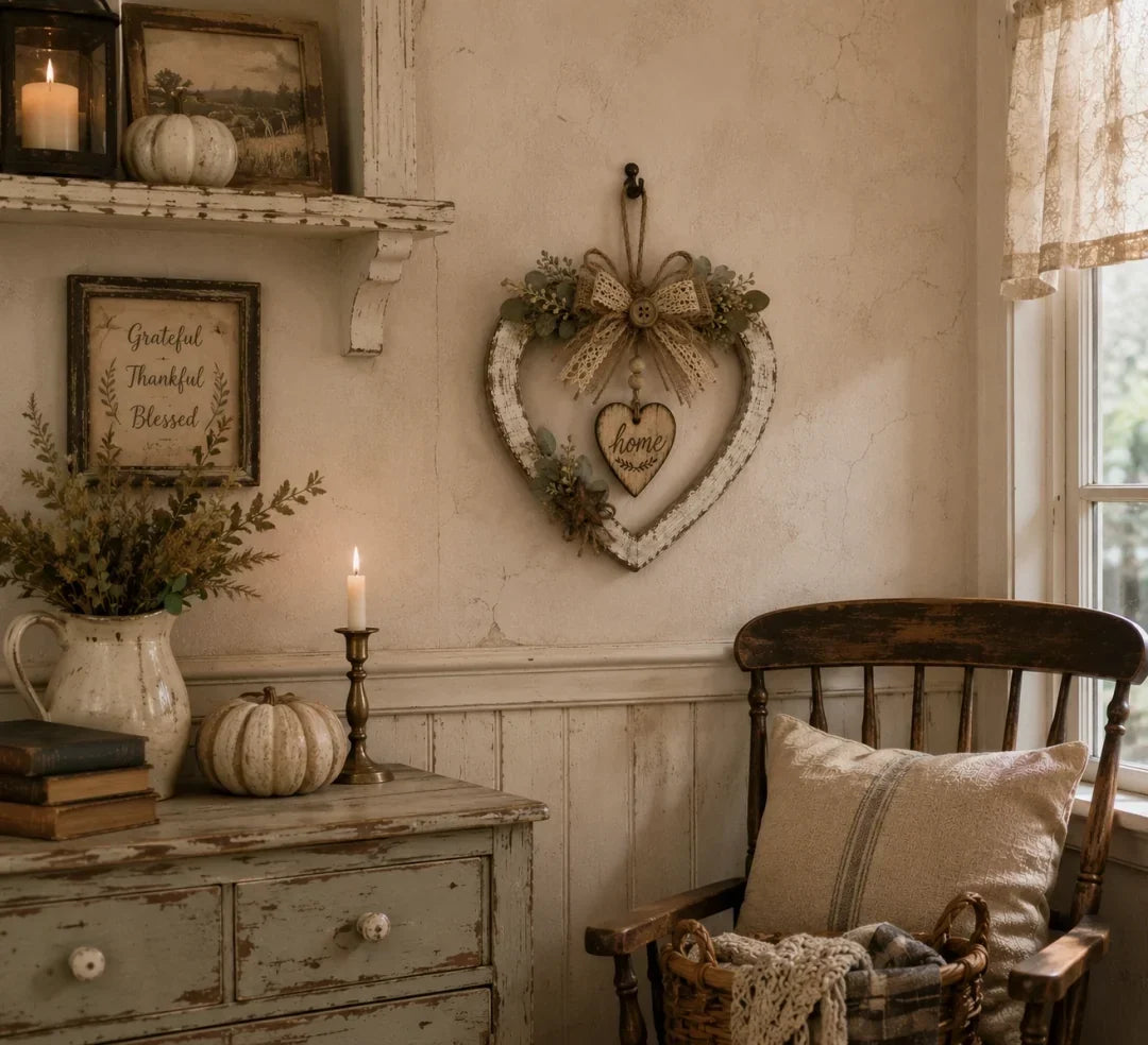 🌾✨ Limited Time 20% OFF🔥 Farmhouse “Home” Heart Wreath | Ready-to-Hang Rustic Decor for Doors & Walls