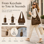 Toworkact™ Varelli Charm Transformable Bag – Stylish Vegan Leather Tote & Keychain Charm